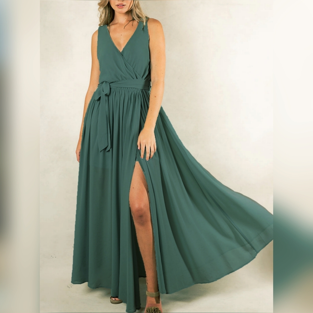 Joyfolie Miriam Dark Teal Flowy Maxi Dress XS BNWT